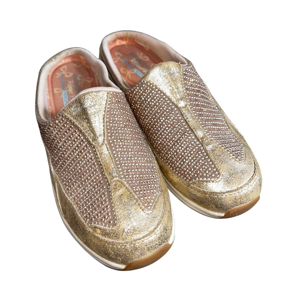 Skechers Relaxed Fit Rose Gold Rhinestone Mule Sneakers‎ 49650 Womens 8.5